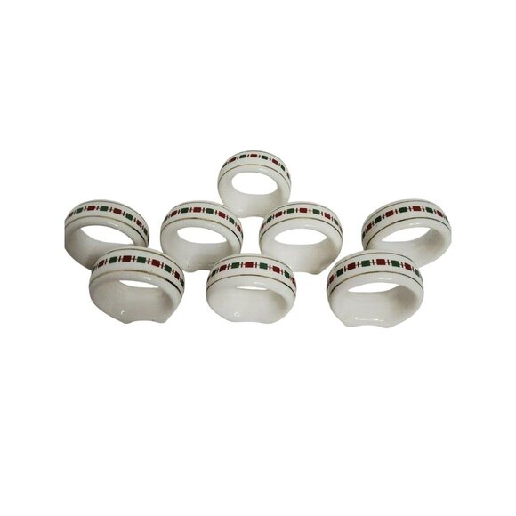 Vintage Christmas Porcelain Napkin Holders Set Of 8. - Picture 1 of 4